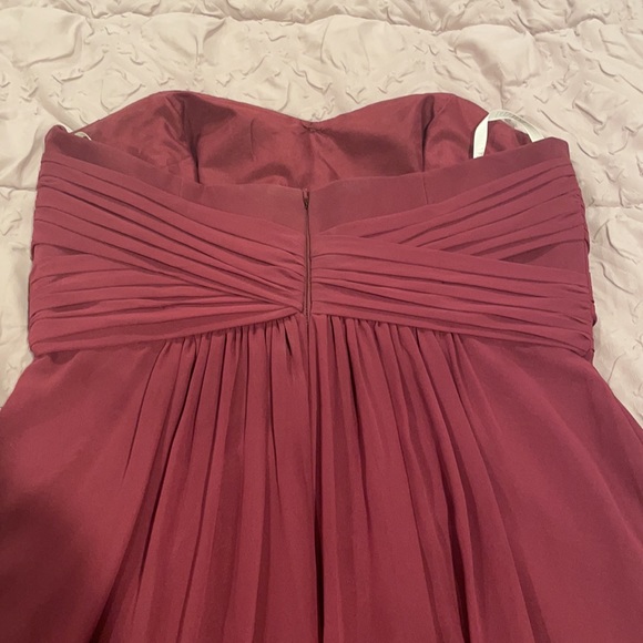 Long Strapless Chiffon Dress and Pleated Bodice DA - Picture 3 of 4